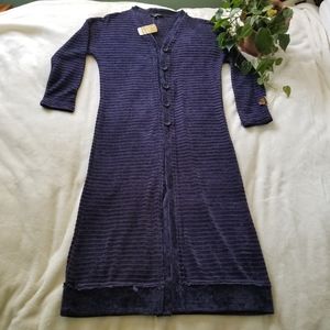 NWT Suzanne Betro | Velvet Velour Purple Blue Duster | Raw Edge